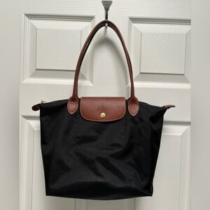 Longchamp Black and Brown Shoulder Bag